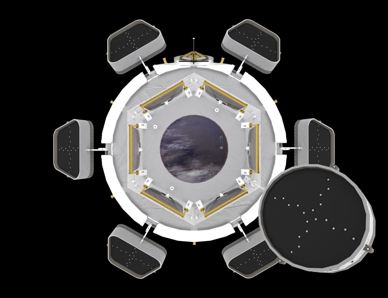 ISS Cupola module interior and exterior Low-poly 3D model_6