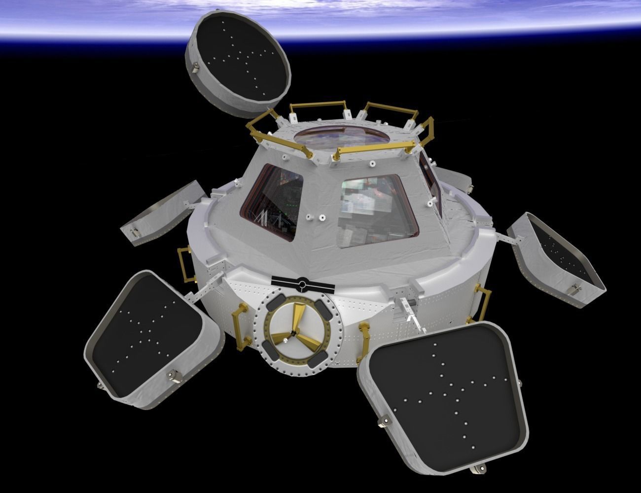 ISS Cupola module interior and exterior Low-poly 3D model_7