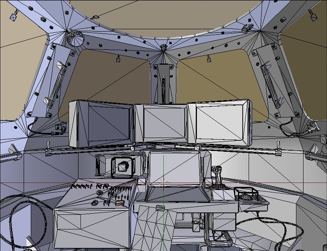 ISS Cupola module interior and exterior Low-poly 3D model_8