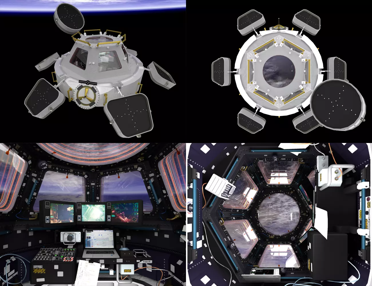 ISS Cupola module interior and exterior Low-poly 3D model_0