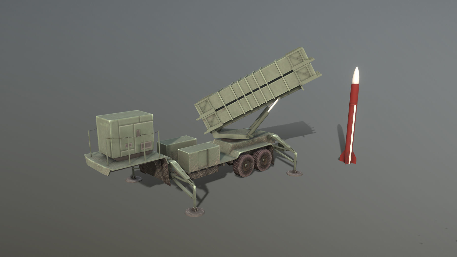 MIM-104 Patriot M903 Launcher Trailer Low-poly 3D model_2