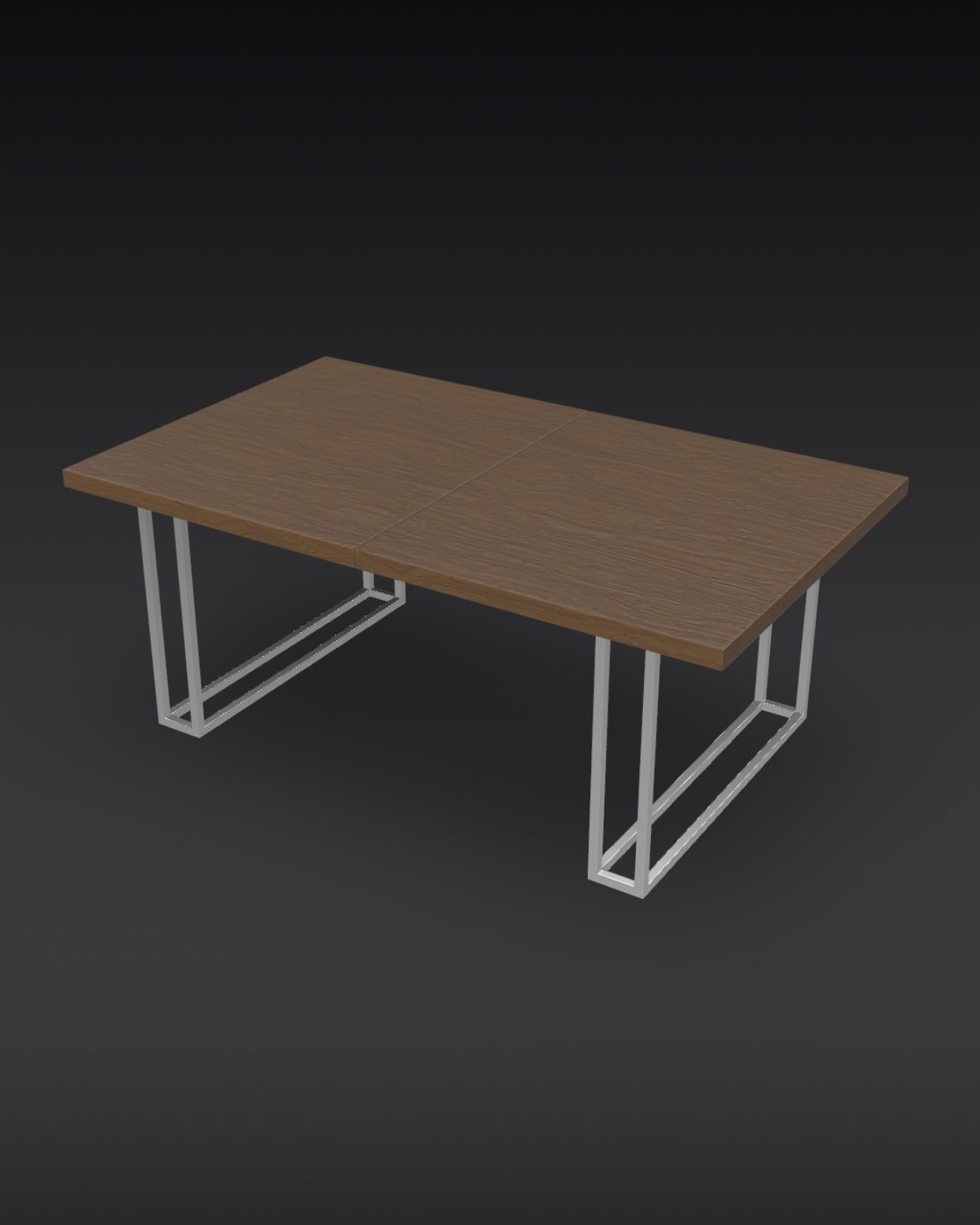 Modern Wood Table  Low-poly 3D model_1
