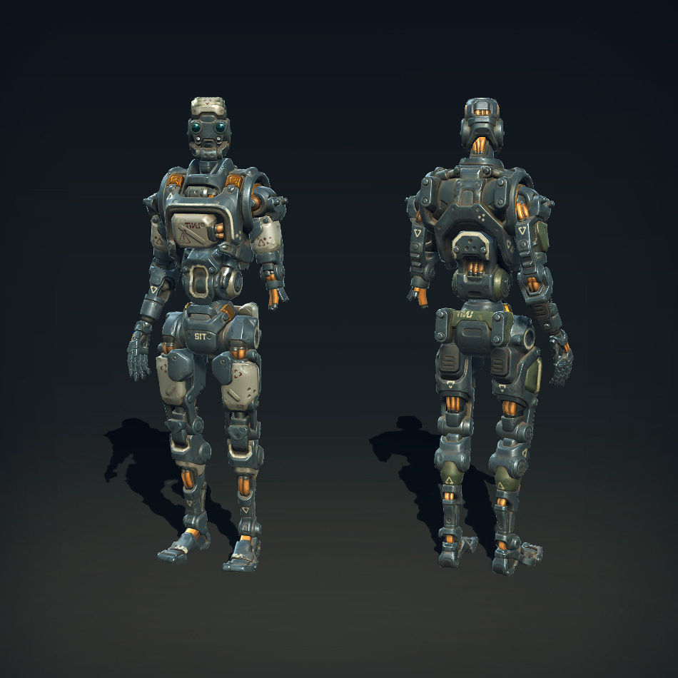 Destructible Humanoid Robot Low-poly 3D model_3