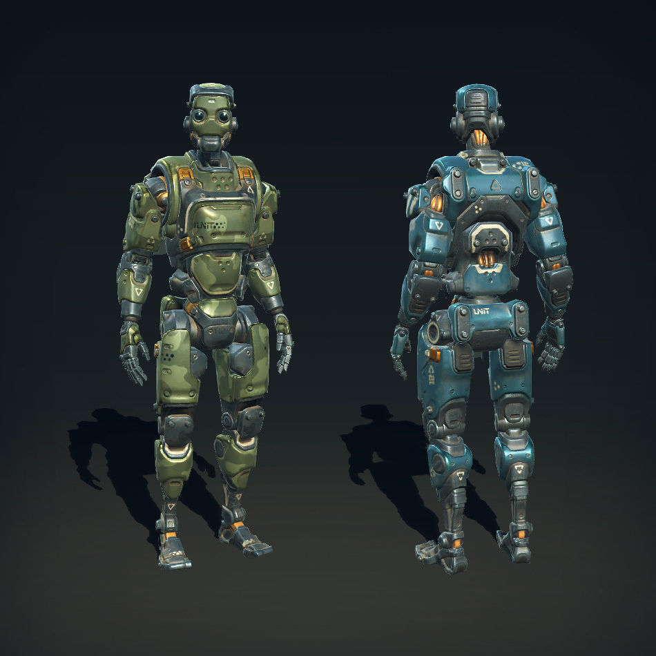 Destructible Humanoid Robot Low-poly 3D model_2