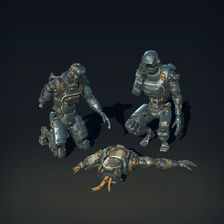 Destructible Humanoid Robot Low-poly 3D model_1