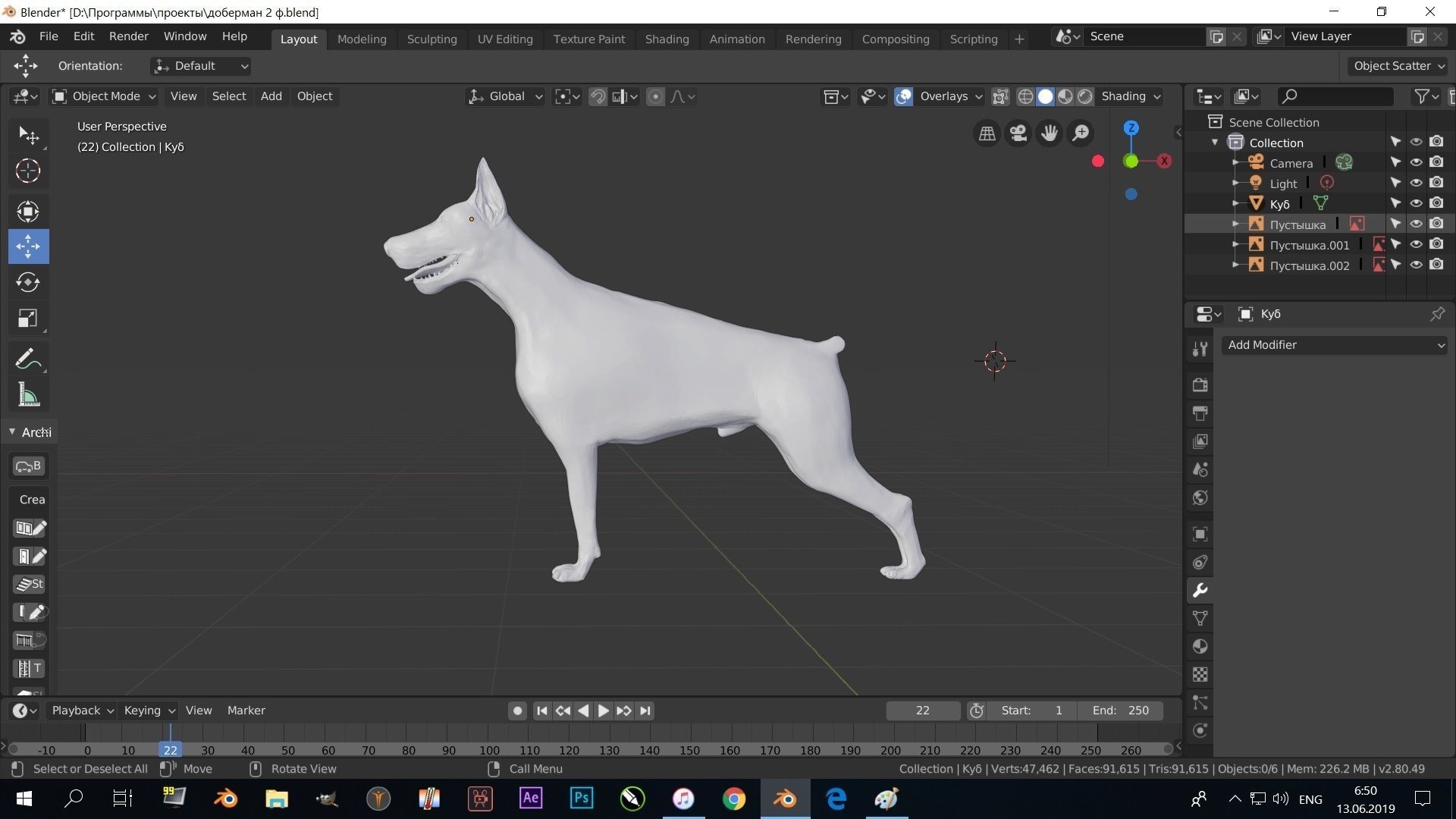 Doberman dog Low-poly 3D model_5