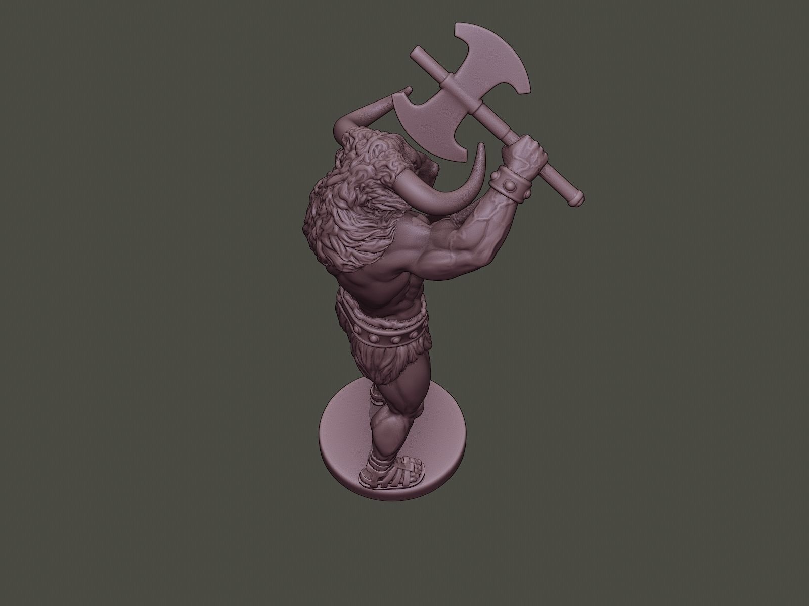 Minotaur Warrior Stand2 two Axes 3D print model_21