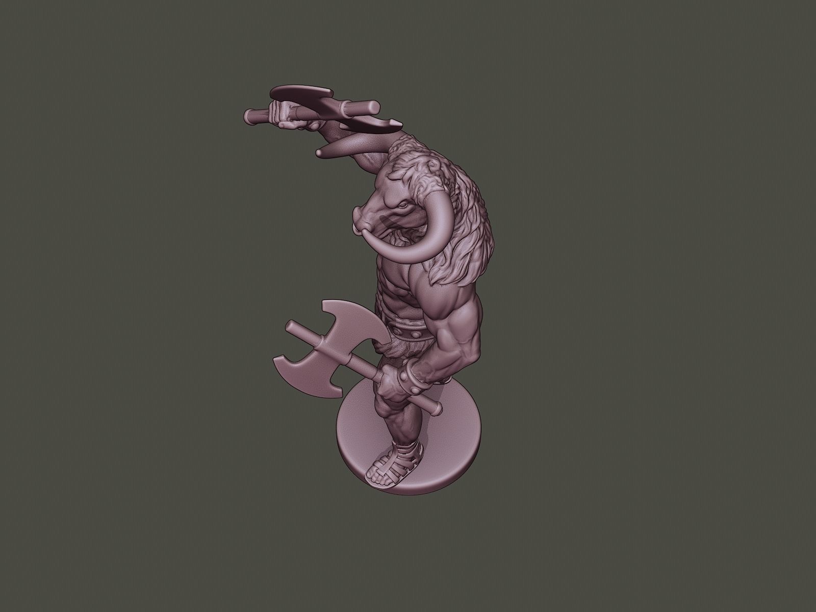 Minotaur Warrior Stand2 two Axes 3D print model_14