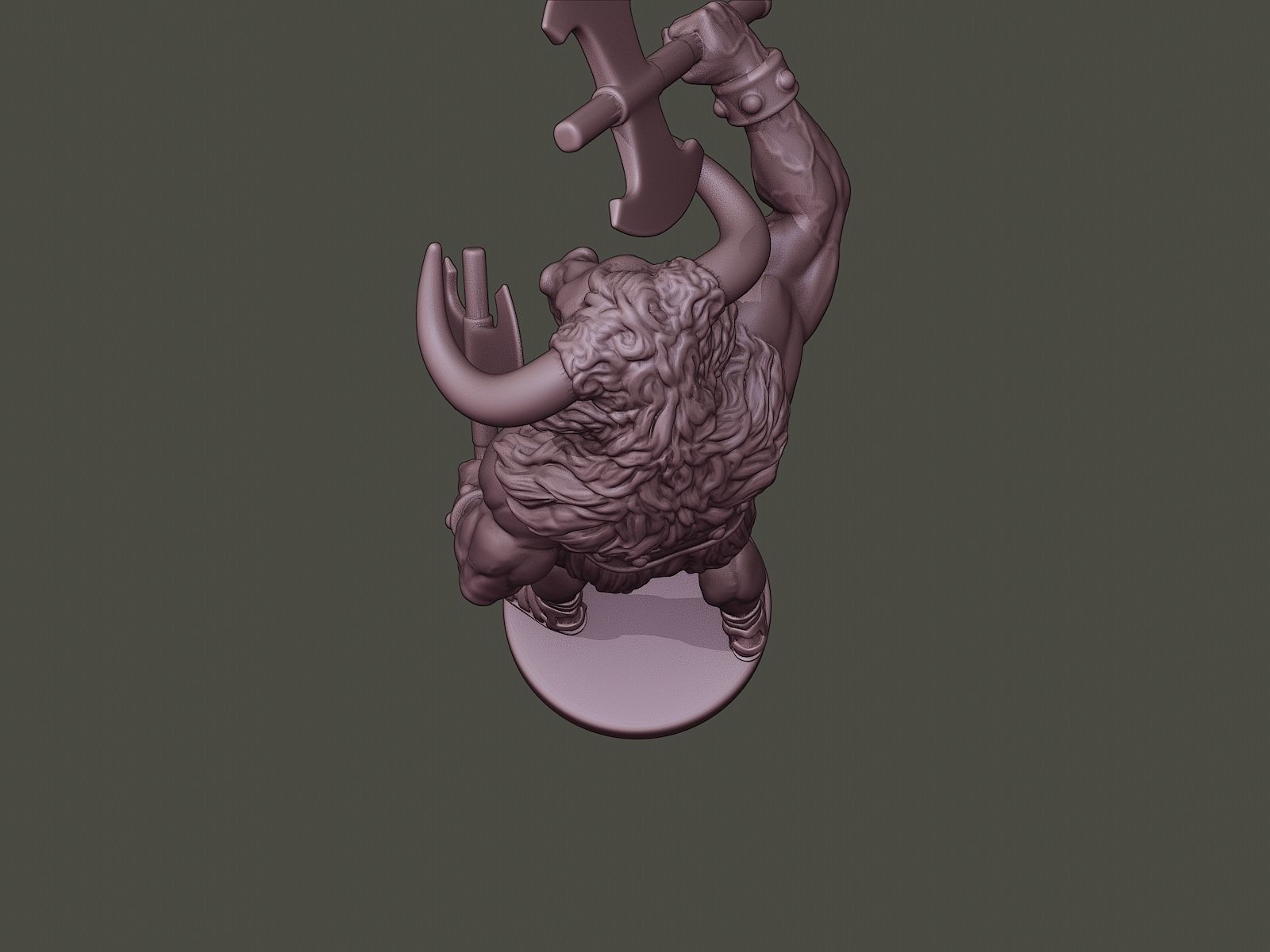 Minotaur Warrior Stand2 two Axes 3D print model_15
