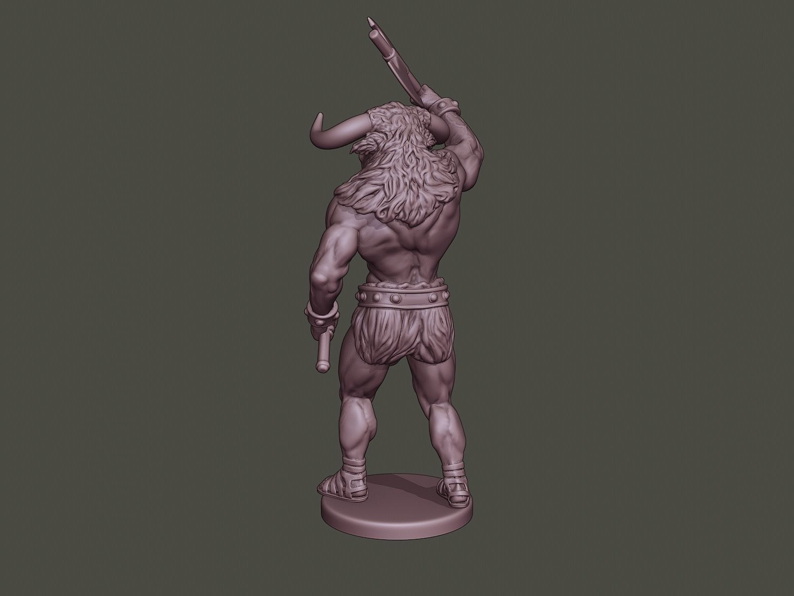 Minotaur Warrior Stand2 two Axes 3D print model_4