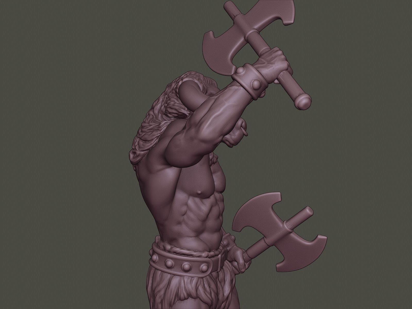 Minotaur Warrior Stand2 two Axes 3D print model_19