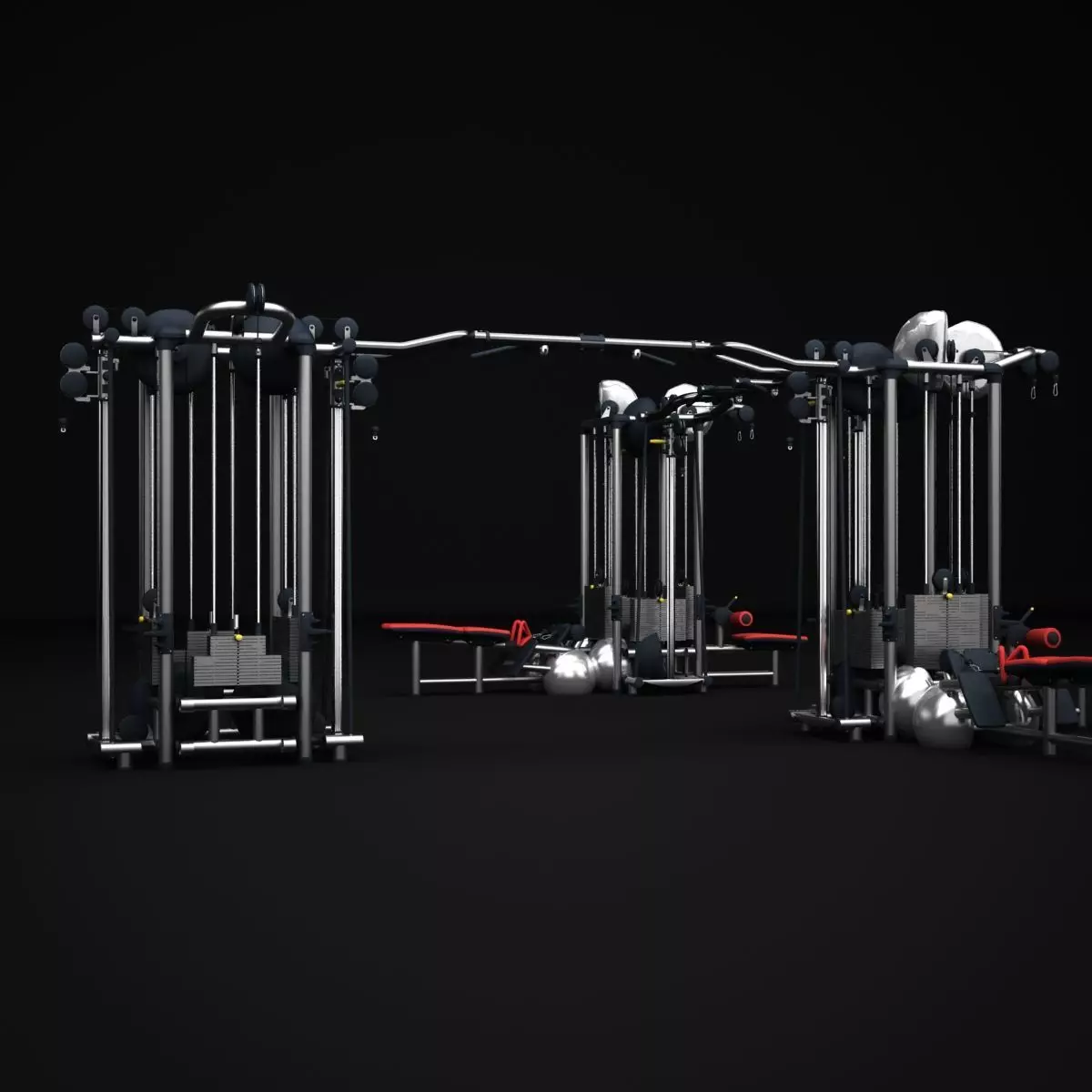 Multistation Fitness Cable Machine 3D model