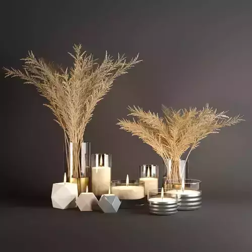 set745 candles in vases