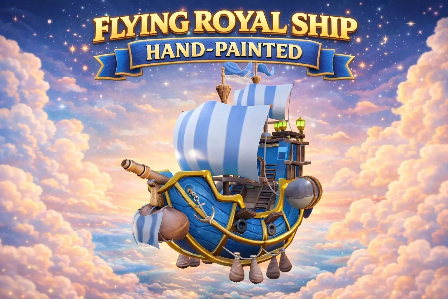 Flying Royal Ship Low-poly 3D model