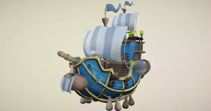 Flying Royal Ship Low-poly 3D model