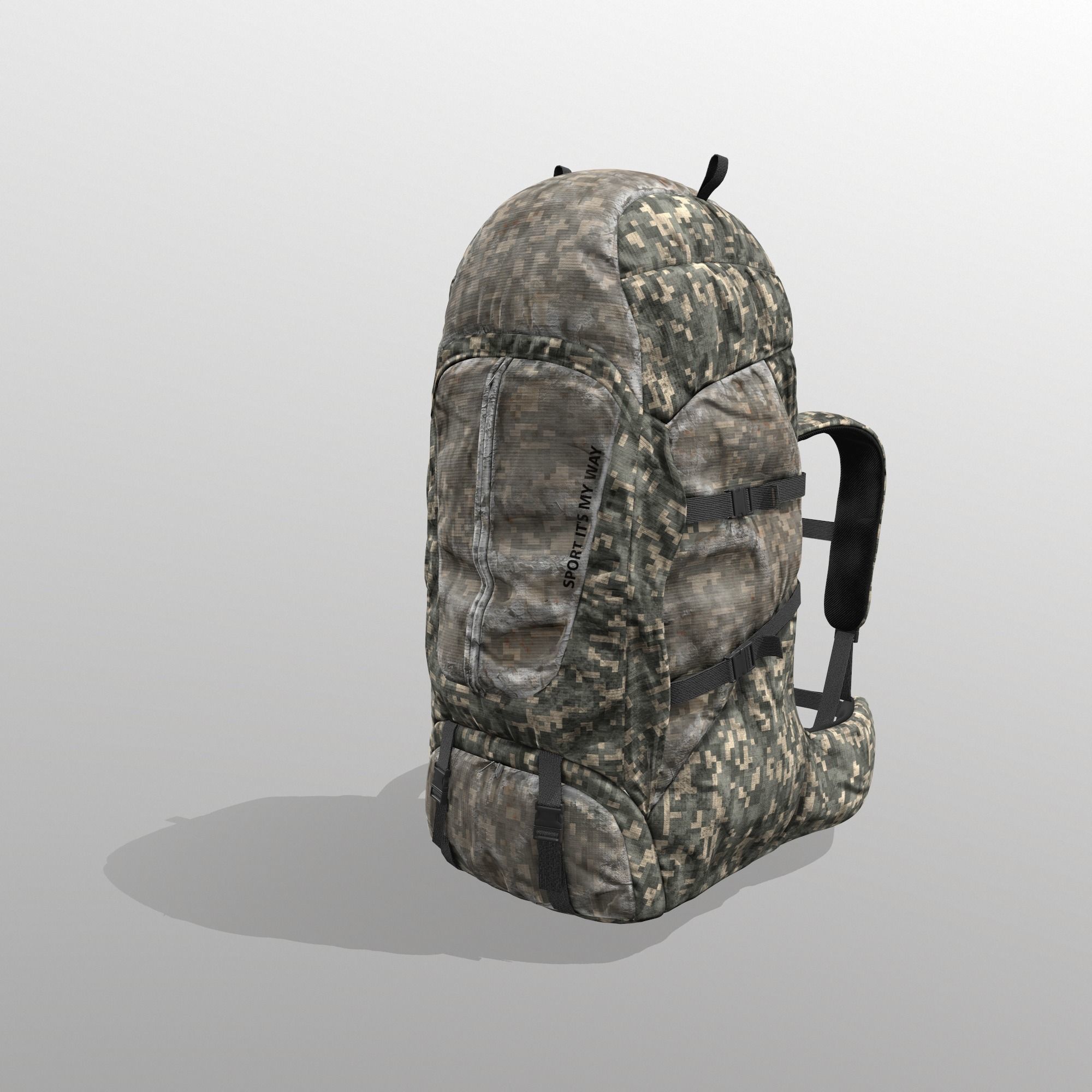Backpack for hunting hiking traveling Low-poly 3D model_2