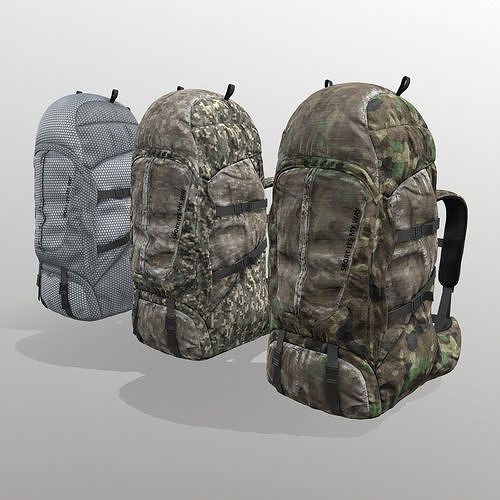 Backpack for hunting hiking traveling Low-poly 3D model