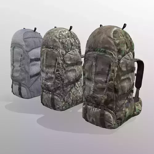 Backpack for hunting hiking traveling Low-poly 3D model