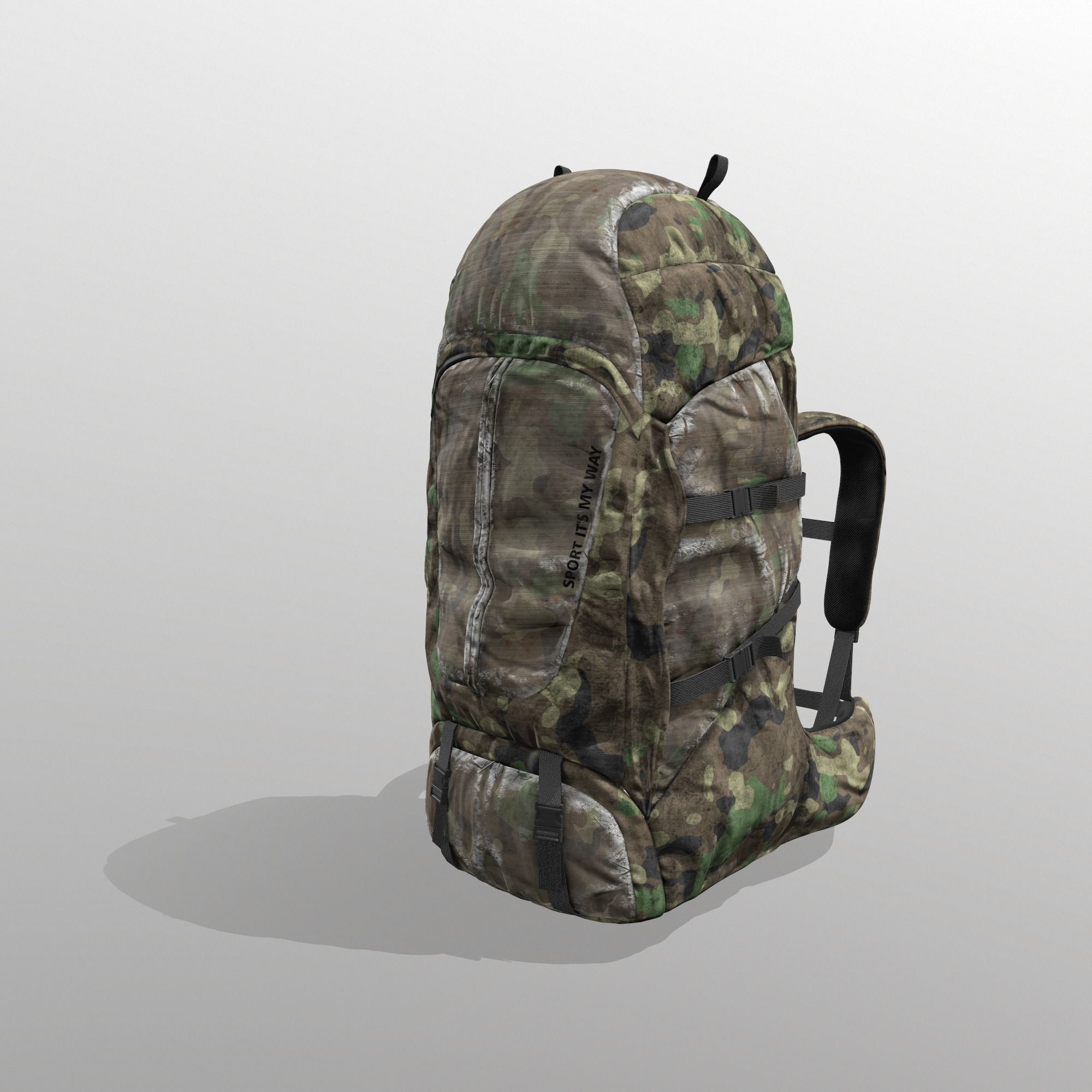 Backpack for hunting hiking traveling Low-poly 3D model_3