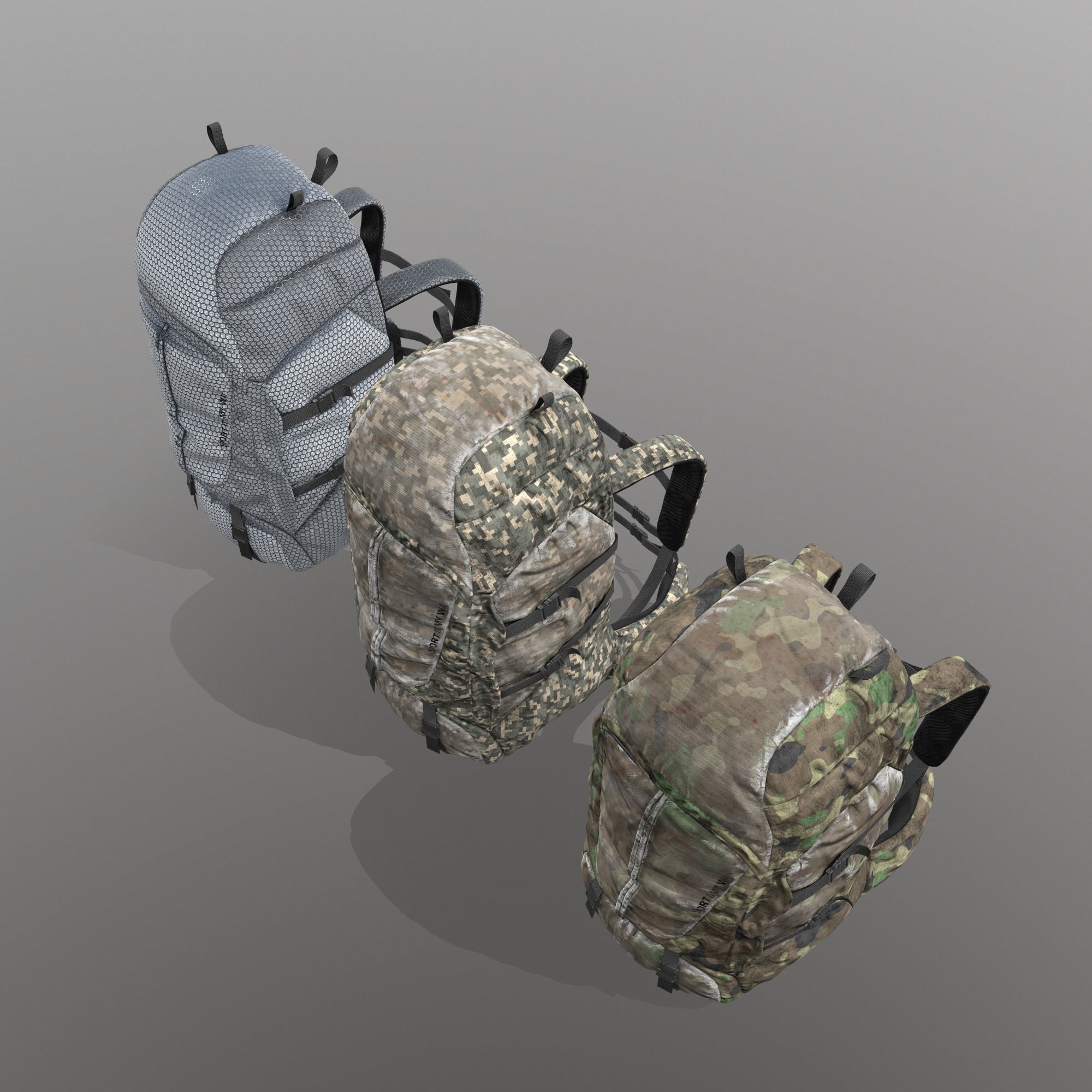 Backpack for hunting hiking traveling Low-poly 3D model_6