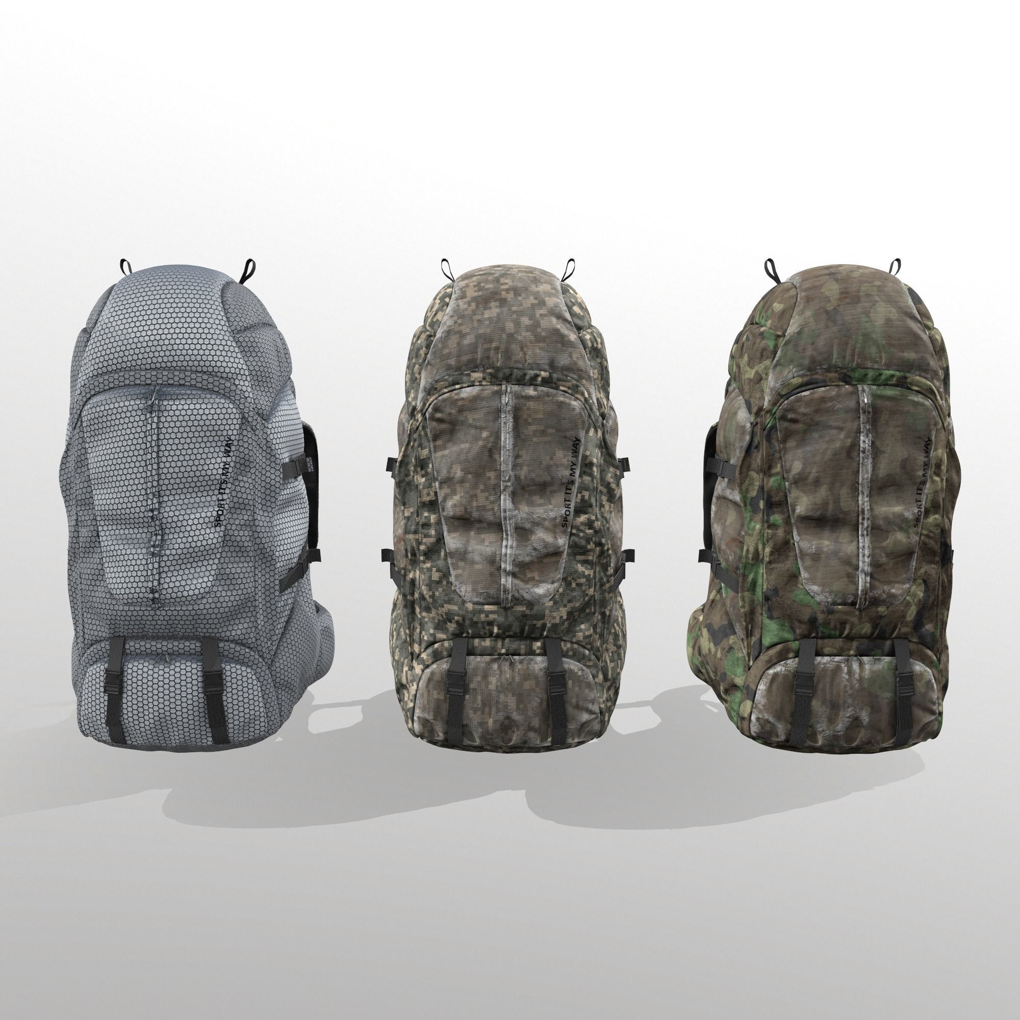 Backpack for hunting hiking traveling Low-poly 3D model_5