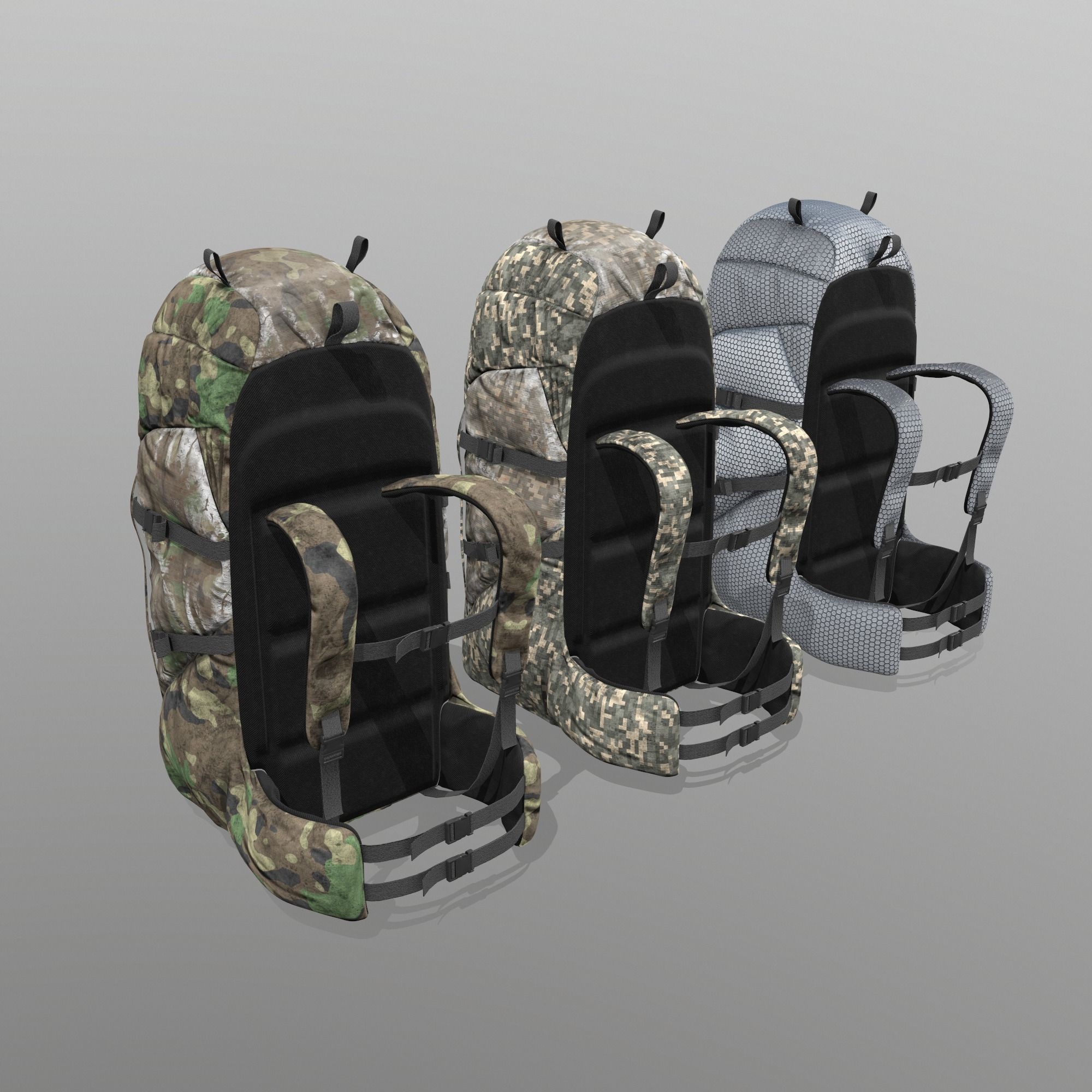 Backpack for hunting hiking traveling Low-poly 3D model_7