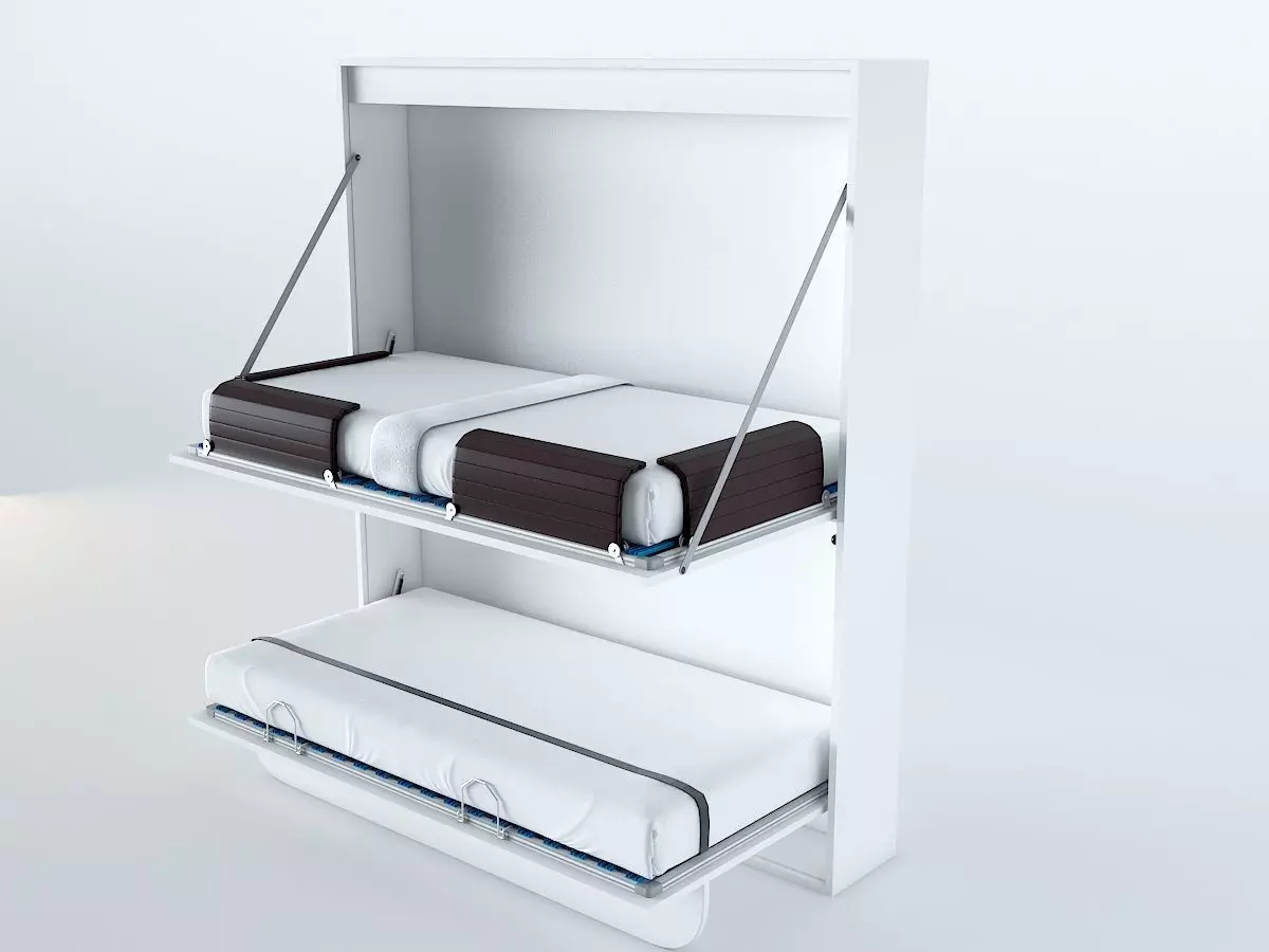 Foldable Bunk Bed Low-poly 3D model_0