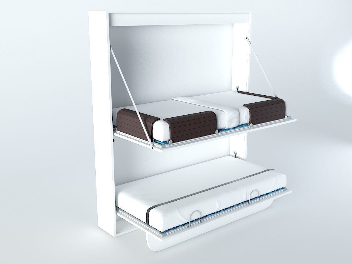 Foldable Bunk Bed Low-poly 3D model_2