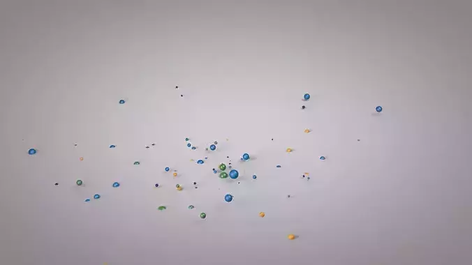 Particales colorful balloons falling from sky 3D model