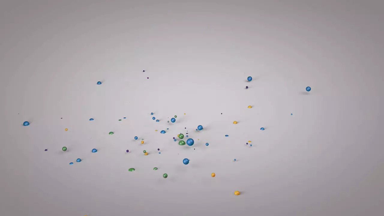 Particales colorful balloons falling from sky 3D model_0