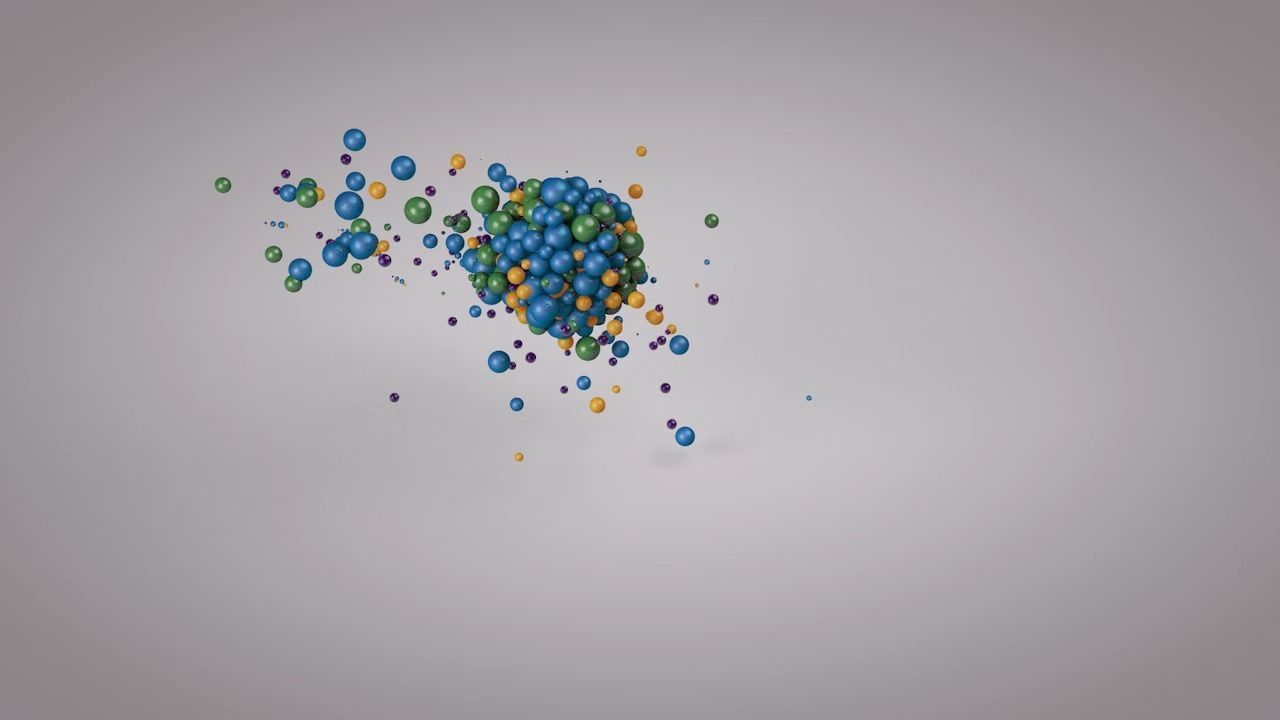Particales colorful balloons falling from sky 3D model_4
