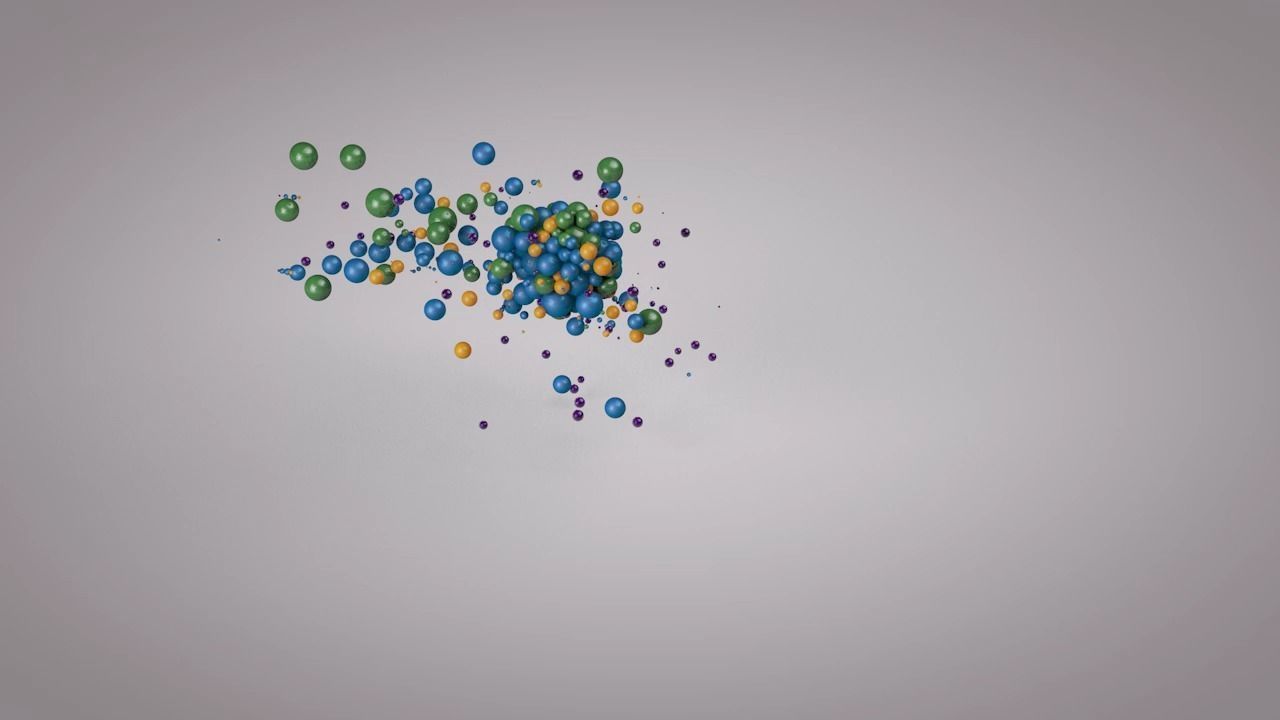Particales colorful balloons falling from sky 3D model_2
