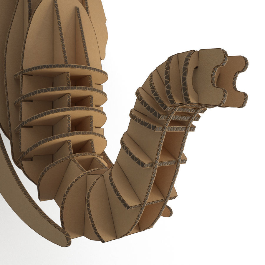 Cardboard Sculpture Elephant 3D model_1
