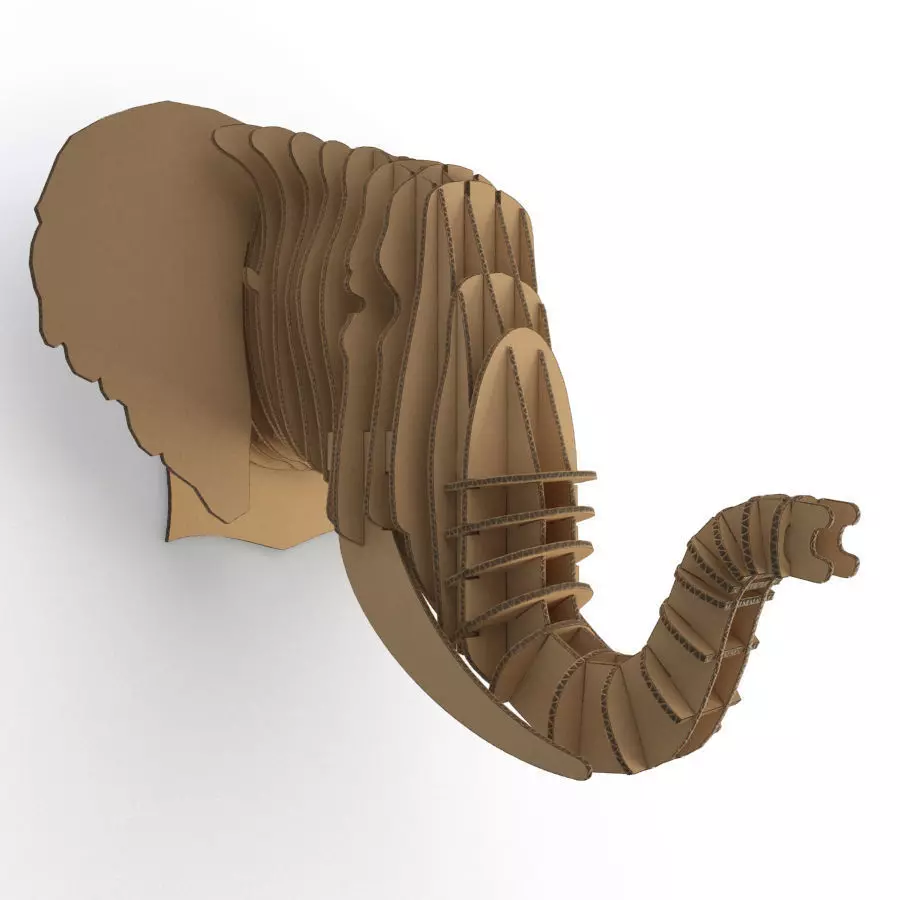 Cardboard Sculpture Elephant 3D model_0