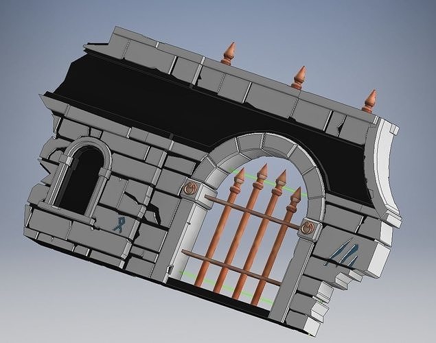 Fantasy terrian ruined wall 3D print model