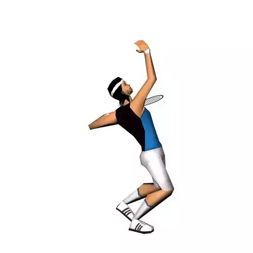 Tennis player lowpoly and animated Low-poly 3D model