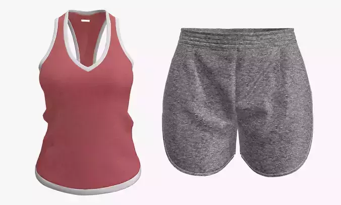 3D Women Touch Football Jersey 3d model