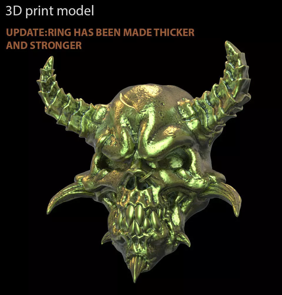skull ring jewelry Demon vol1 biker 3D print model