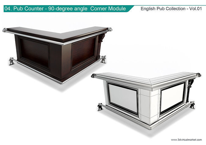 English Pub Furniture and Lighting Collection 3D model 6