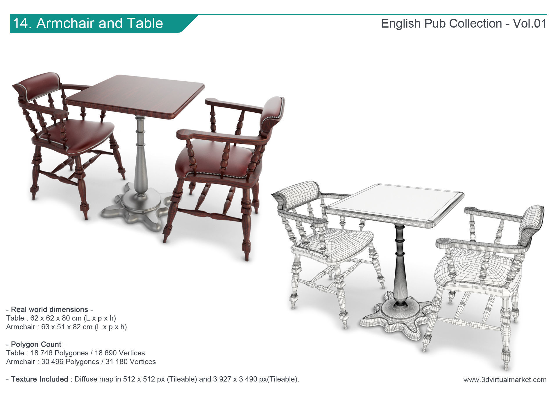 English Pub Furniture and Lighting Collection 3D model_15
