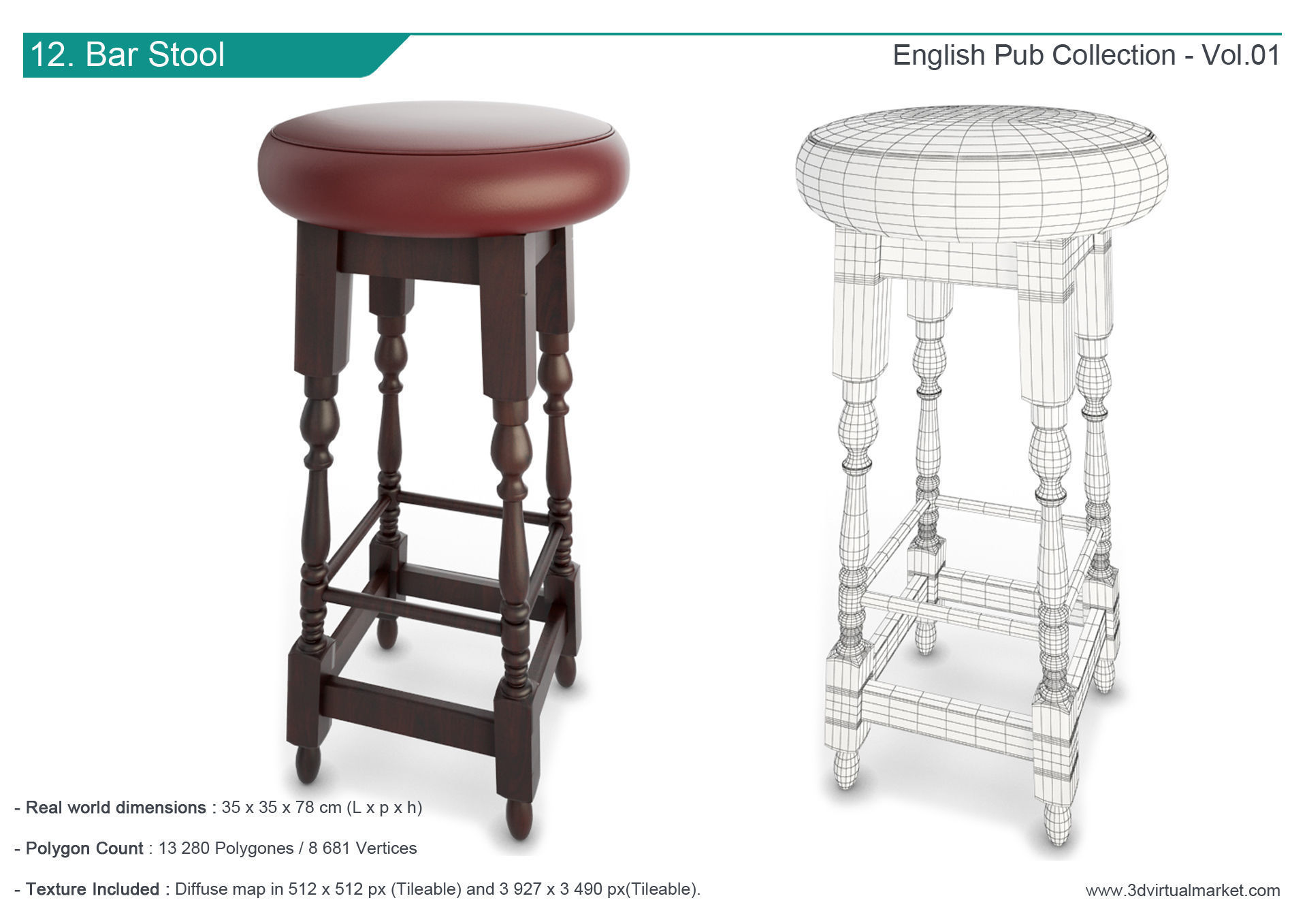 English Pub Furniture and Lighting Collection 3D model_13