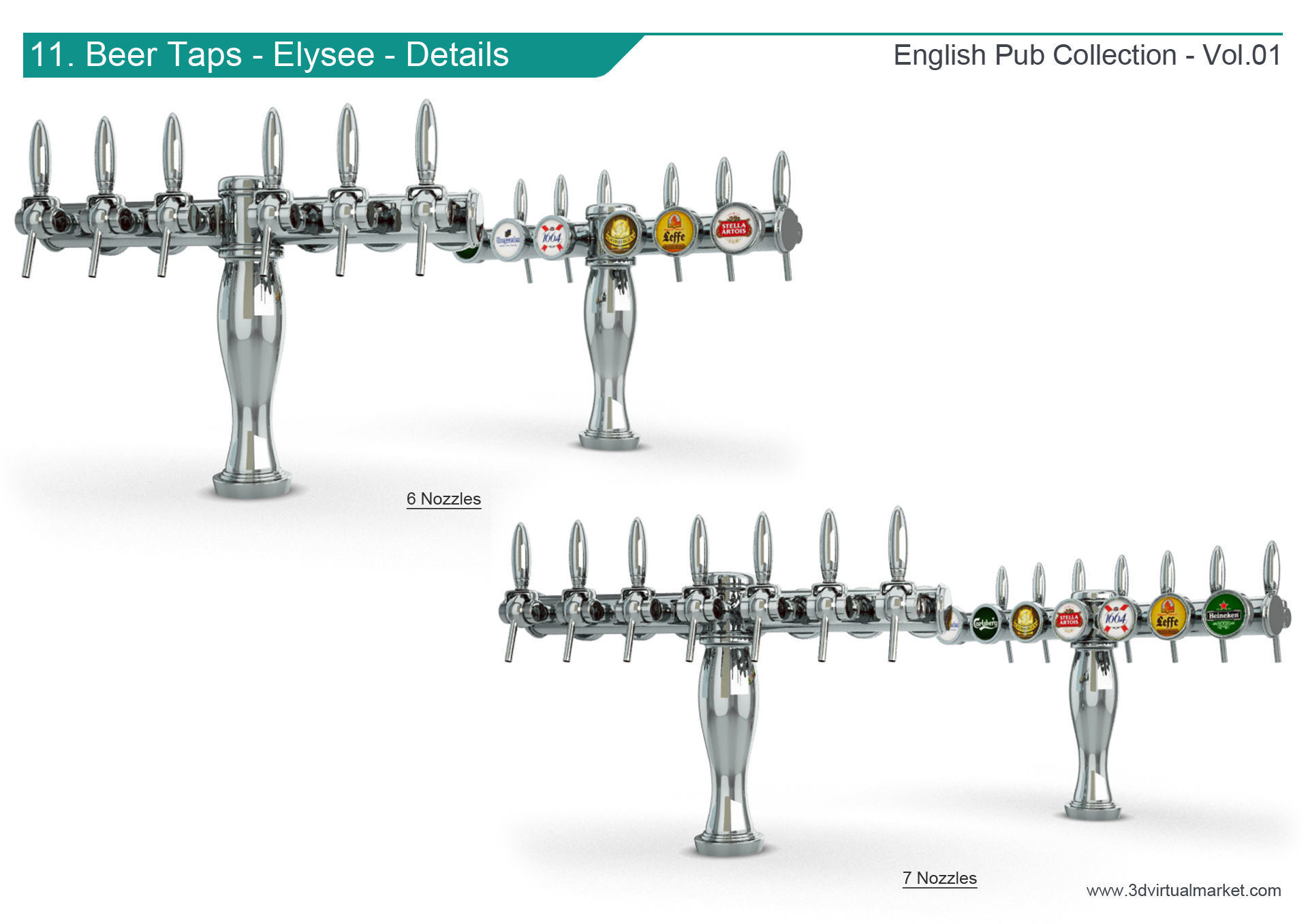 English Pub Furniture and Lighting Collection 3D model_12