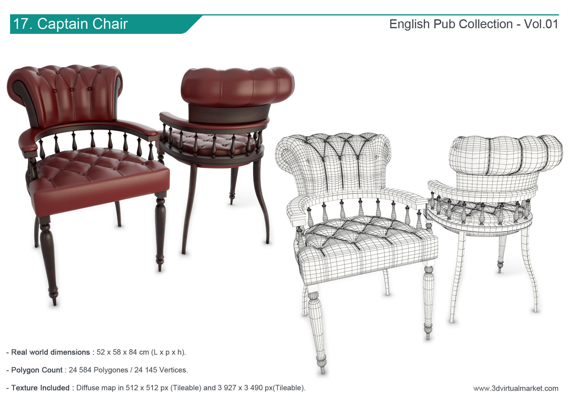 English Pub Furniture and Lighting Collection 3D model_18
