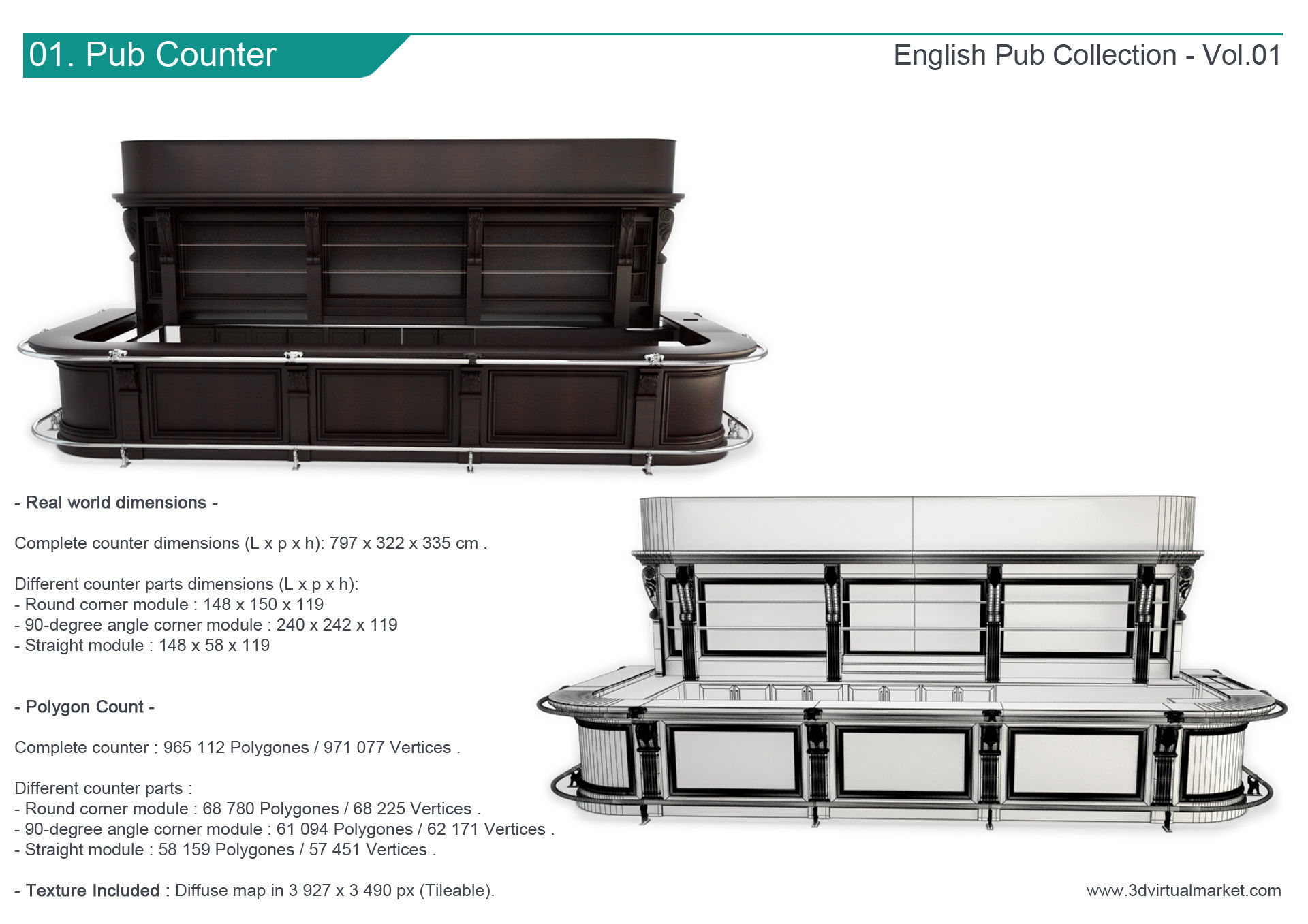 English Pub Furniture and Lighting Collection 3D model_2