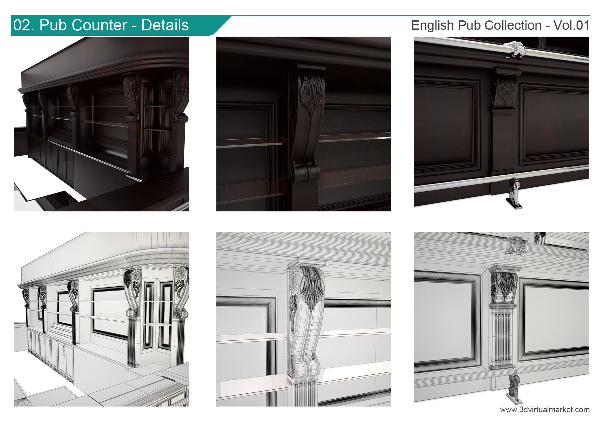English Pub Furniture and Lighting Collection 3D model_3
