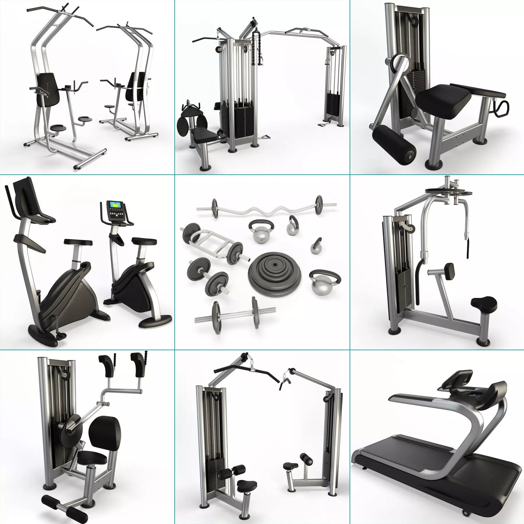 Fitness Machine Room Collection 3D model_0
