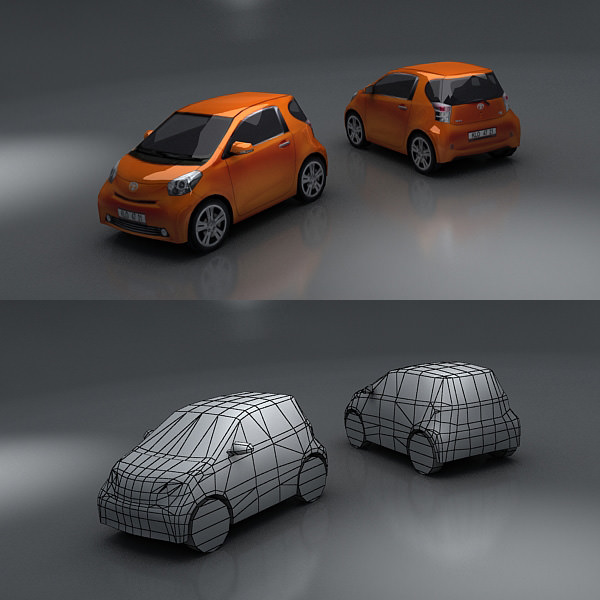 Toyota IQ Low-poly 3D model_2