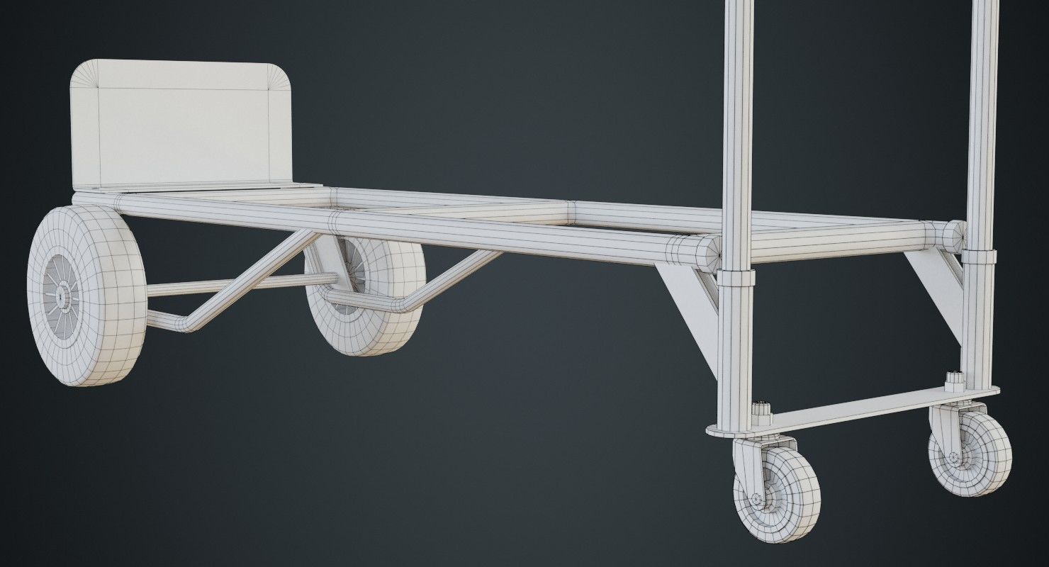Hand Truck 3 Untextured 3D model_6