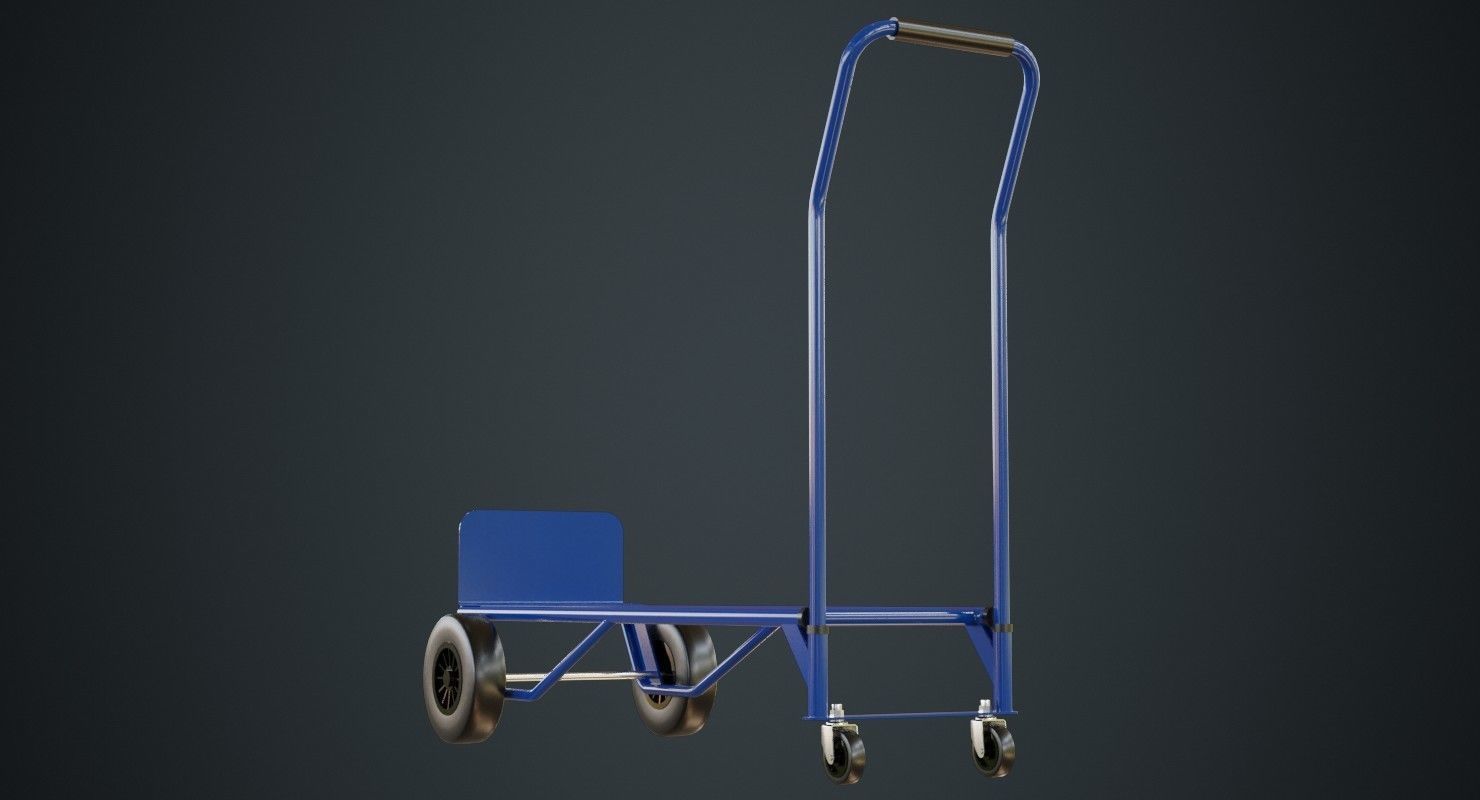 Hand Truck 3 Untextured 3D model_3