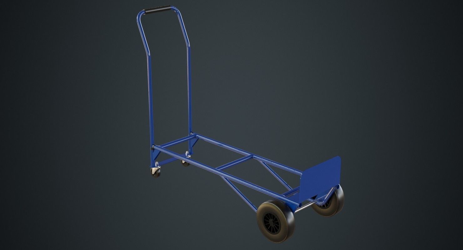 Hand Truck 3 Untextured 3D model_1